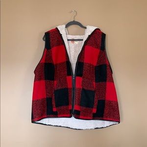 Ruffhewn plaid fuzzy vest